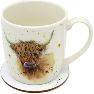 Highland Cow & Coaster set of four