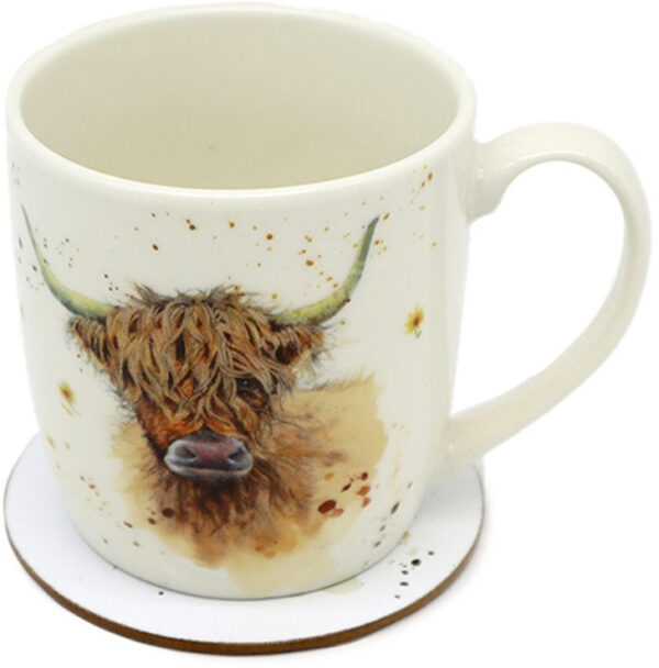 Highland Cow & Coaster set of four