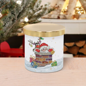 Rudolph And Santa Christmas Candle